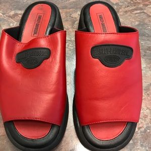 Harley Davidson Slip On Wedge Shoe Red
